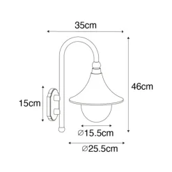 QAZQA Klassische Außenwandleuchte schwarz IP44 - Daphne