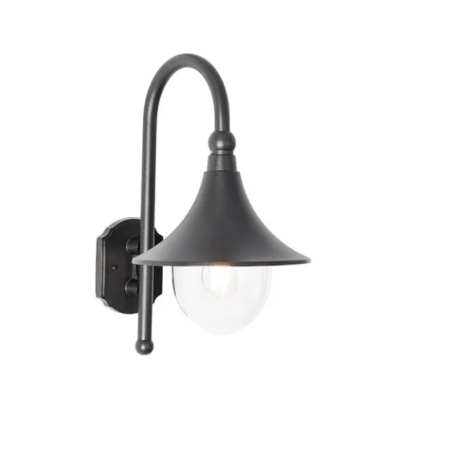 QAZQA Klassische Außenwandleuchte schwarz IP44 - Daphne