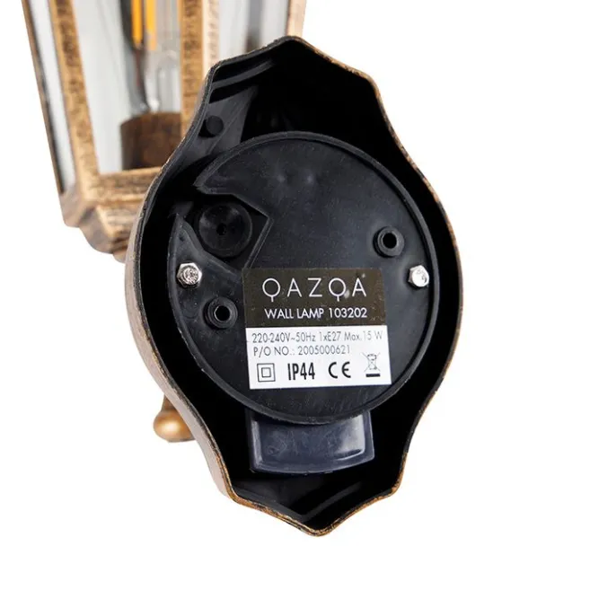 QAZQA Klassische Außenwandleuchte antikgold mit Bewegungssensor - New Haven