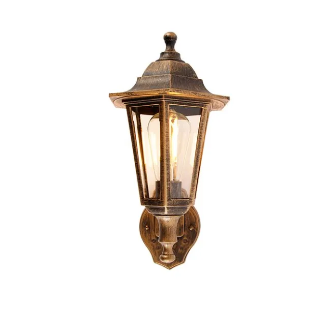 QAZQA Klassische Außenwandleuchte antikgold mit Bewegungssensor - New Haven