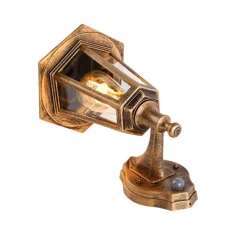 QAZQA Klassische Außenwandleuchte antikgold mit Bewegungssensor - New Haven