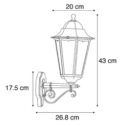 QAZQA Klassische Außenwandleuchte schwarz IP44 - Havana Up