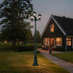 QAZQA Klassische Aussenlaterne Dunkelgrün 217cm 3-flammig IP44 - New Haven