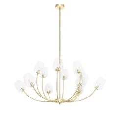 QAZQA Klassische Hängelampe Gold mit Glas 12 Lichter - Elien