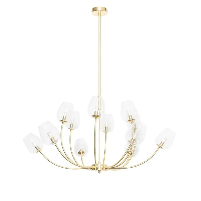 QAZQA Klassische Hängelampe Gold mit Glas 12 Lichter - Elien