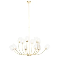 QAZQA Klassische Hängelampe Gold mit Glas 12 Lichter - Elien