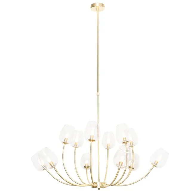 QAZQA Klassische Hängelampe Gold mit Glas 12 Lichter - Elien