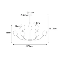 QAZQA Klassische Hängelampe Gold mit Glas 12 Lichter - Elien