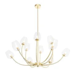 QAZQA Klassische Hängelampe Gold mit Glas 12 Lichter - Elien