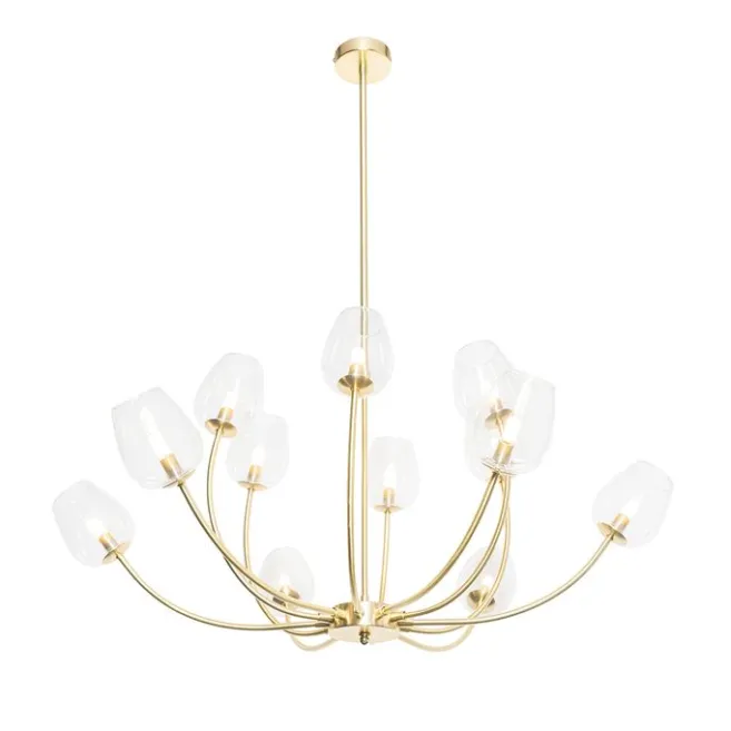 QAZQA Klassische Hängelampe Gold mit Glas 12 Lichter - Elien
