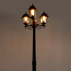 QAZQA Klassische Laterne schwarz 3-Licht IP44 - Hauptstadt