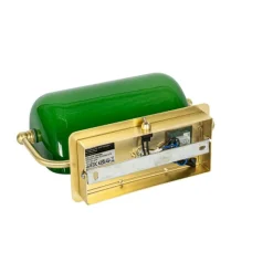 QAZQA Klassische Notar-Wandleuchte aus Messing mit grünem Glas – Banker