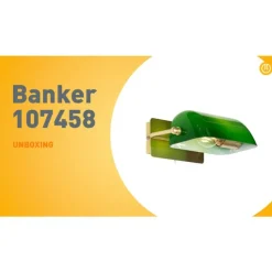 QAZQA Klassische Notar-Wandleuchte aus Messing mit grünem Glas – Banker