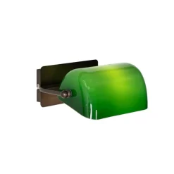 QAZQA Klassische Notar-Wandleuchte aus dunkler Bronze mit grünem Glas – Banker