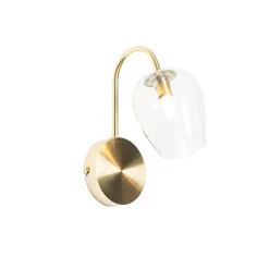 QAZQA Klassische Wandlampe Gold mit Glas - Elien