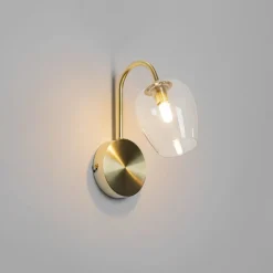 QAZQA Klassische Wandlampe Gold mit Glas - Elien