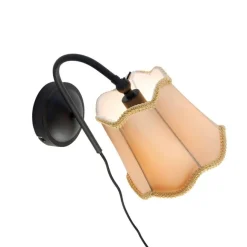 QAZQA Klassische Wandlampe schwarz mit Lampenschirm gold - Nona