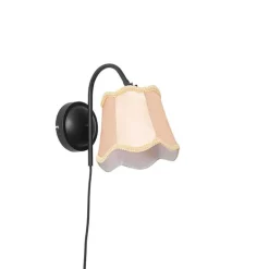 QAZQA Klassische Wandlampe schwarz mit Lampenschirm gold - Nona