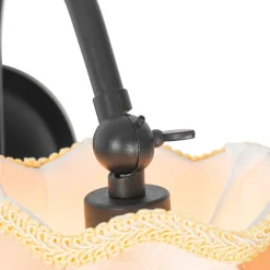 QAZQA Klassische Wandlampe schwarz mit Lampenschirm gold - Nona