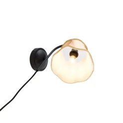 QAZQA Klassische Wandlampe schwarz mit Lampenschirm gold - Nona