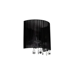 QAZQA Klassische Wandleuchte Chrom mit schwarzem Schirm - Ann-Kathrin 2