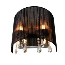 QAZQA Klassische Wandleuchte Chrom mit schwarzem Schirm - Ann-Kathrin 2