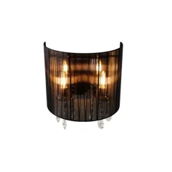 QAZQA Klassische Wandleuchte Chrom mit schwarzem Schirm - Ann-Kathrin 2