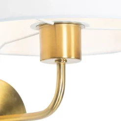 QAZQA Klassische Wandleuchte goldfarbener Stoffschirm weiß - Cas