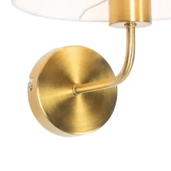 QAZQA Klassische Wandleuchte goldfarbener Stoffschirm weiß - Cas