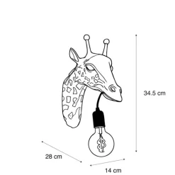 QAZQA Klassische Wandleuchte Schwarz - Tier Giraffe