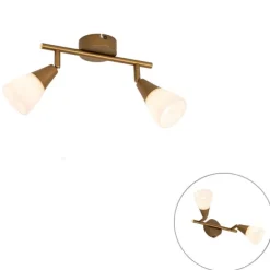 QAZQA Klassischer Deckenstrahler Gold mit Milchglas 2-flammig - Madi