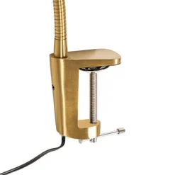 QAZQA Klemm-Schreibtischleuchte Messing inkl. LED mit Touchdimmer - Lionard