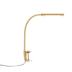 QAZQA Klemm-Schreibtischleuchte Messing inkl. LED mit Touchdimmer - Lionard