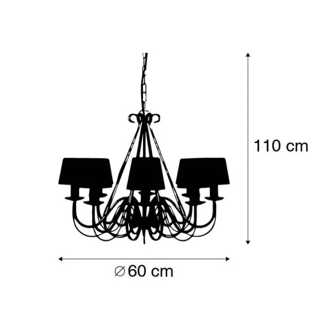 QAZQA Kronleuchter creme mit Klemmkappe 12 cm schwarz - Giuseppe 8