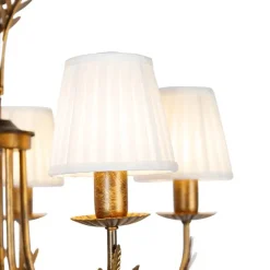 QAZQA Kronleuchter Gold mit plissierter Clamp Cap Creme 5-Licht - Botanica