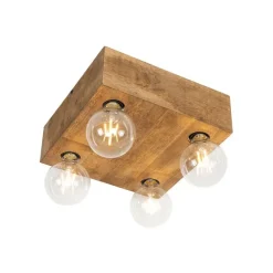 QAZQA Land Deckenleuchte dunkles Holz 4-Licht - Block