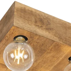 QAZQA Land Deckenleuchte dunkles Holz 4-Licht - Block