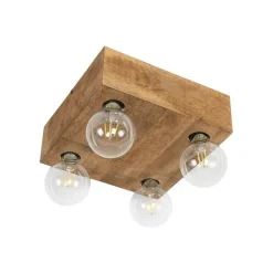 QAZQA Land Deckenleuchte dunkles Holz 4-Licht - Block