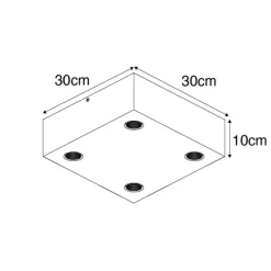 QAZQA Land Deckenleuchte dunkles Holz 4-Licht - Block