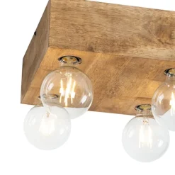 QAZQA Land Deckenleuchte dunkles Holz 4-Licht - Block
