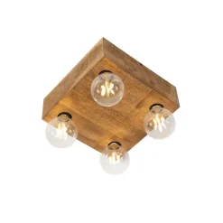 QAZQA Land Deckenleuchte dunkles Holz 4-Licht - Block