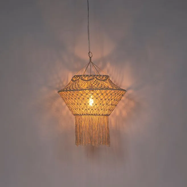 QAZQA Land Hängelampe Makramee 90 cm - Schnur