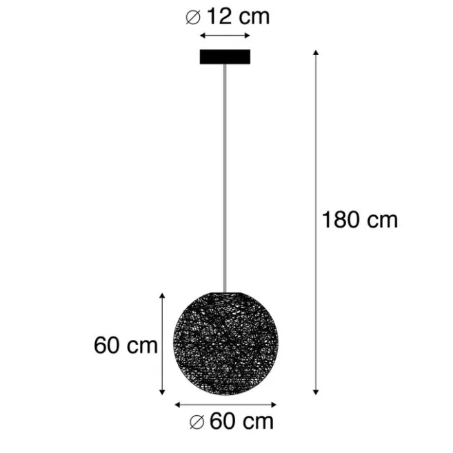 QAZQA Land Hängelampe schwarz 60 cm - Corda