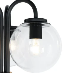 QAZQA Laterne schwarz mit Klarglas 200 cm 3-flammig IP44 - Sfera