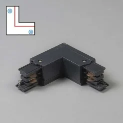 QAZQA L-Kupplungsstück für 3-Phasen-Schiene schwarz rechts - 3-phasig