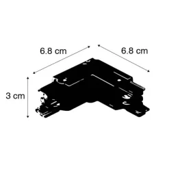 QAZQA L-Kupplungsstück für 3-Phasen-Schiene schwarz rechts - 3-phasig