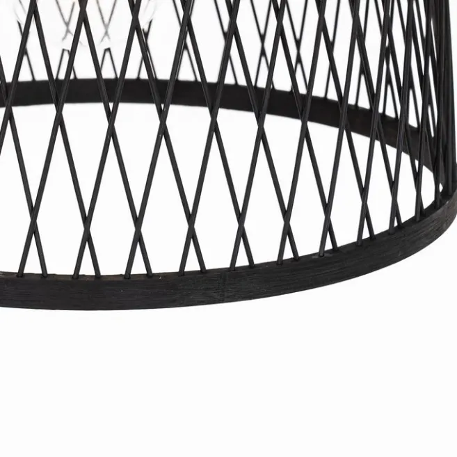 QAZQA Ländliche Außenhängelampe aus schwarzem Rattan 40 cm - Calamus