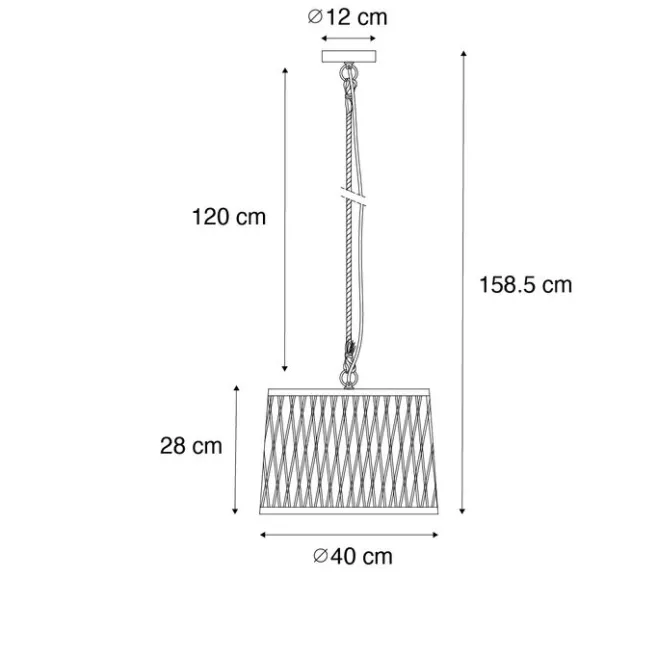 QAZQA Ländliche Außenhängelampe aus schwarzem Rattan 40 cm - Calamus