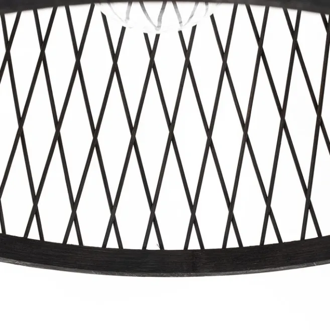 QAZQA Ländliche Außenhängelampe aus schwarzem Rattan 40 cm - Calamus