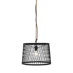 QAZQA Ländliche Außenhängelampe aus schwarzem Rattan 40 cm - Calamus